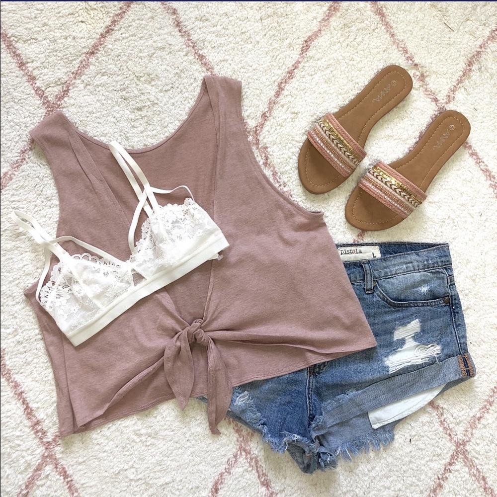 Blush Tie Back Cropped Tank